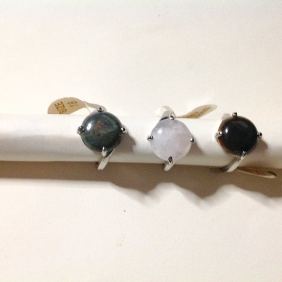 Lot of 3 Silver Tone Electroplated Gemstone Rings Size 8 - Picture 2 of 5